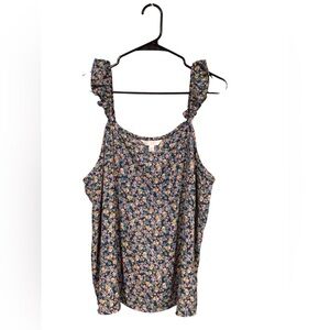 LC Lauren Conrad floral ruffle strap tank top size XXL